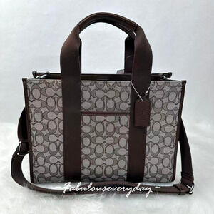 Coach Smith Tote Bag Crossbody In Signature Jacquard Silver/Oak/Maple CY367 NWT